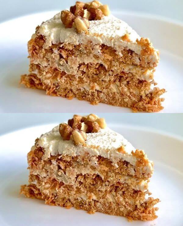 Pastel de zanahoria sin hornear! Sin huevos, sin azúcar, sin mantequilla