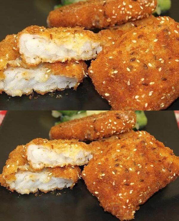 Deliciosos Filetes Fritos con Parmesano y Sésamo