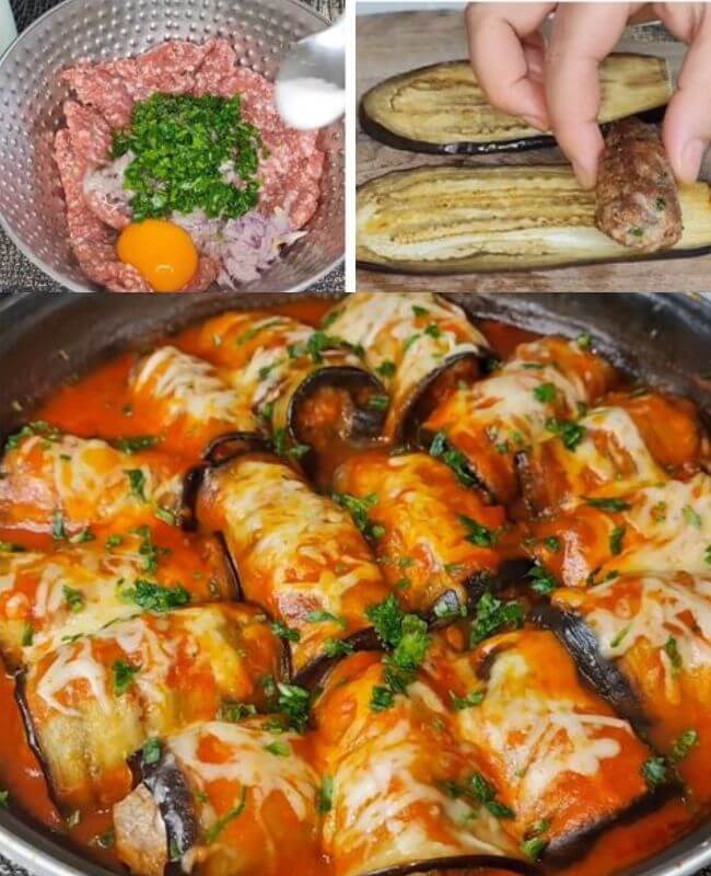 Rellena las berenjenas y enrolla para preparar