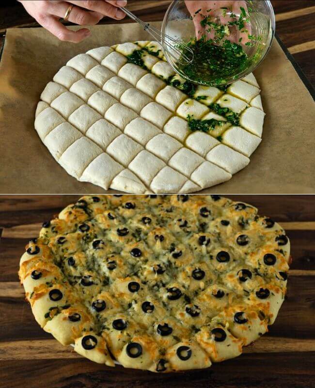 Pizza Casera Untada con Aceitunas