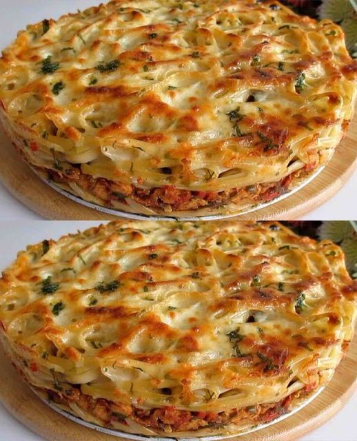 Tarta de Espaguetis con Pollo y Verduras