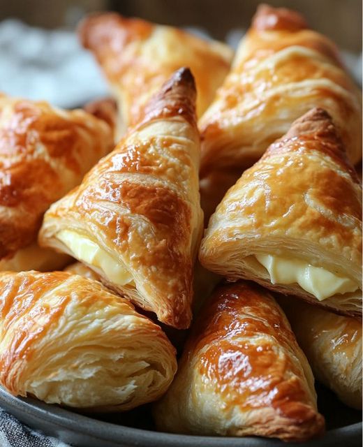 Triángulos de hojaldre con relleno de crema: un postre celestial