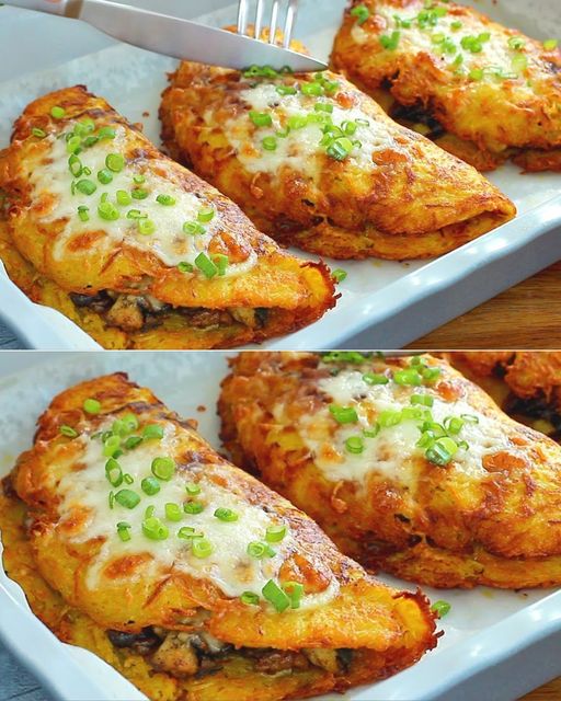 Patatas crujientes rellenas de pollo y champiñones