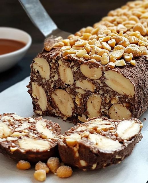 tronco de nueces y chocolate sin cocinar