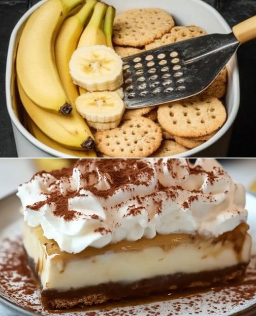 Delicioso postre sin cocción con plátanos y galletas