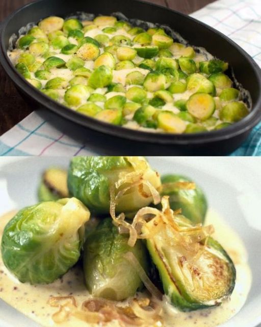 Coles de Bruselas en Salsa de Mostaza y Queso Crema
