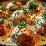 Albóndigas de pollo con ricotta servidas en un plato delicioso y colorido.