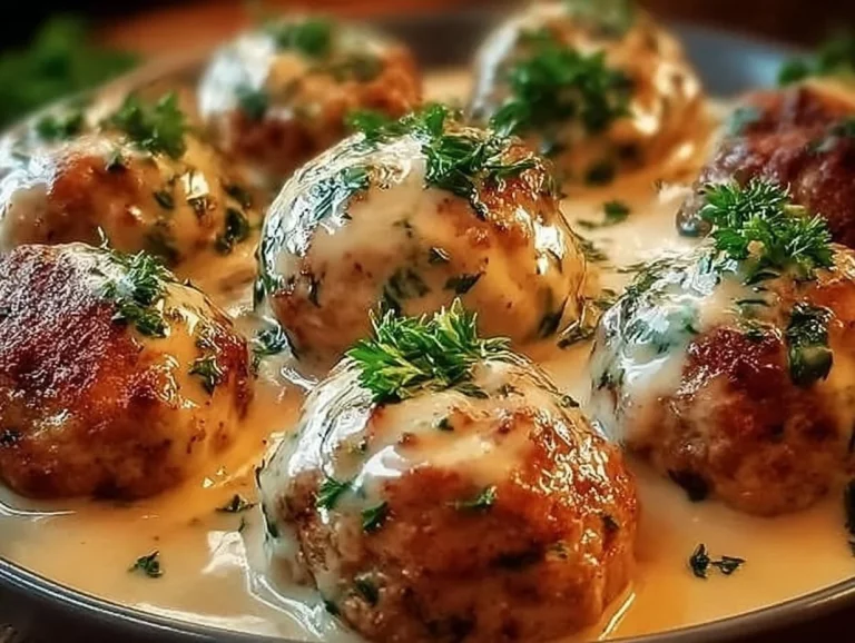 Albóndigas de pollo con ricotta servidas en un plato delicioso y colorido.