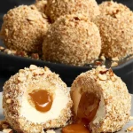 Bolitas de crema de avellana decoradas en un plato