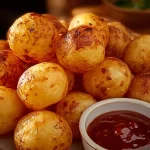 Bolitas de Papa Crujiente doradas y crujientes servidas en un plato.