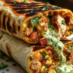 Burrito de Pollo a la Parrilla con Aderezo Chipotle Ranch sobre una mesa