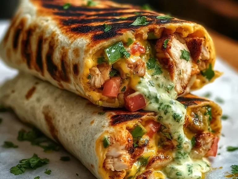 Burrito de Pollo a la Parrilla con Aderezo Chipotle Ranch sobre una mesa