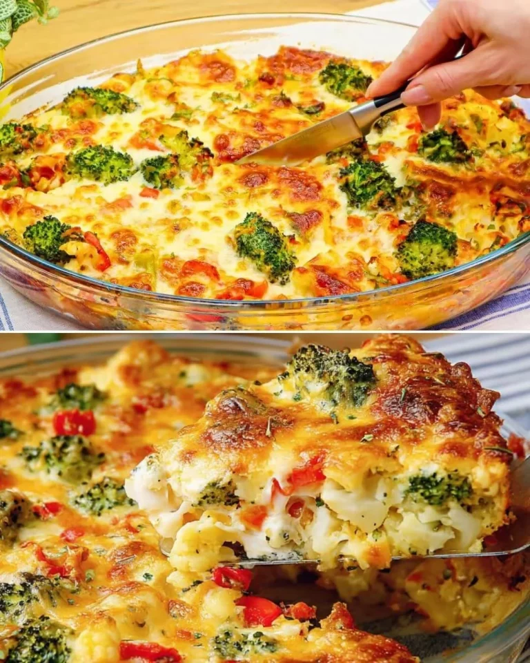 Cazuela de brócoli y coliflor fresca y saludable en un plato