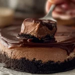 Delicioso cheesecake de Nutella sin hornear con chocolate cremoso