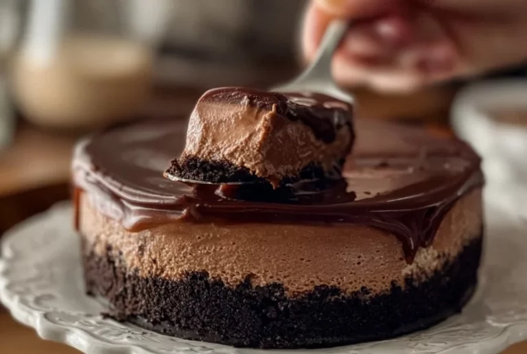 Delicioso cheesecake de Nutella sin hornear con chocolate cremoso