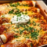 Enchiladas de pollo rápidas y fáciles con salsa roja y queso derretido