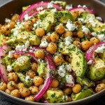 Ensalada de garbanzos con feta y aguacate fresca y colorida