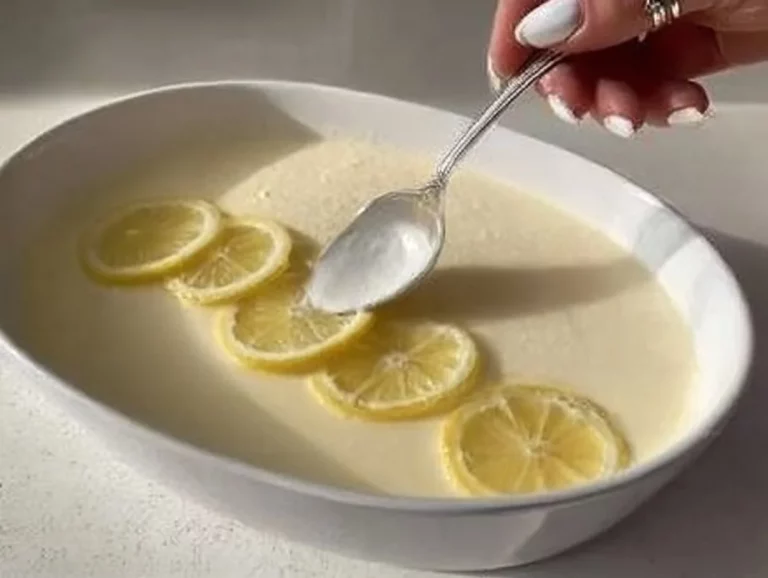 Postre Mousse de Limón servido en un plato con limón fresco al lado.