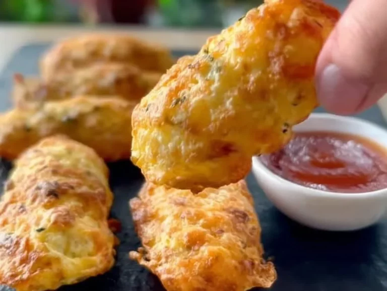 Palitos de pollo a la parmesana dorados y crujientes en un plato