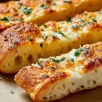 Rebanadas de pan de ajo casero doradas y crujientes