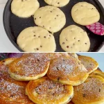 Pancakes de yogur esponjosos servidos con frutas y jarabe
