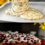 Pastel de chocolate con cerezas decorado en una mesa lista para servir