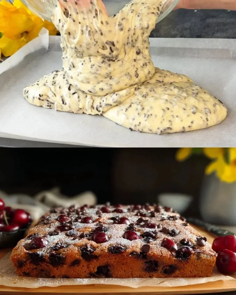 Pastel de chocolate con cerezas decorado en una mesa lista para servir