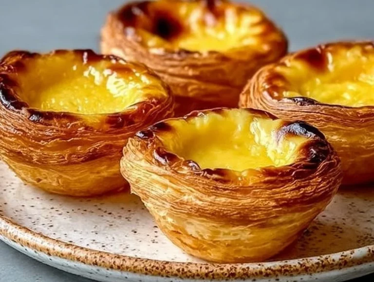 Delicioso Pastel de Nata portugués con crema y base crujiente