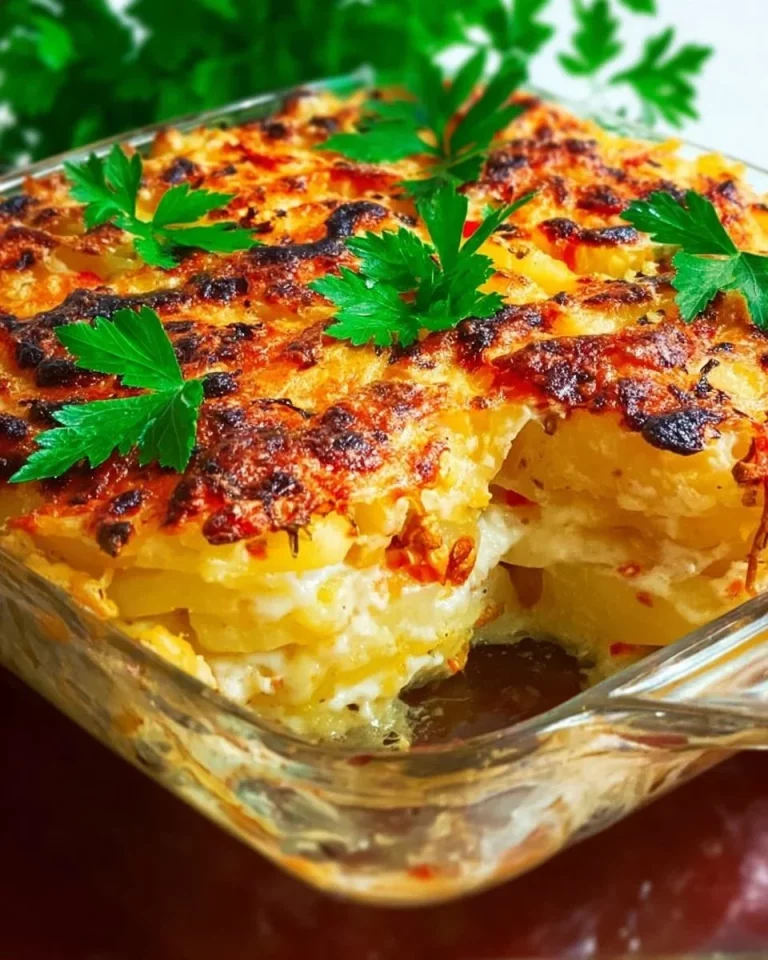 Delicioso Pastel de Patatas y Carne fresco y caliente en un plato.