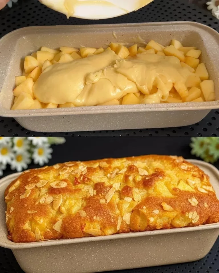 Pastel de yogur con manzana recién horneado sobre una mesa