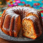 Pastel de zanahorias y nueces recién horneado con cobertura de crema