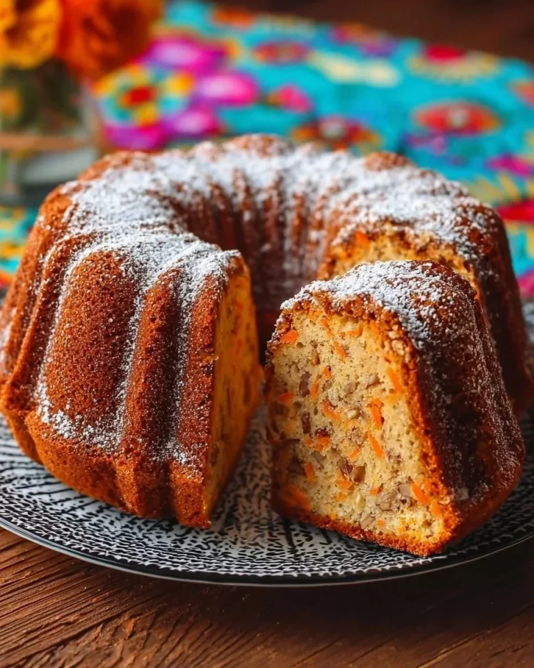 Pastel de zanahorias y nueces recién horneado con cobertura de crema
