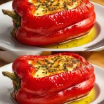 Plato de pimientos rellenos con ingredientes frescos y sabrosos