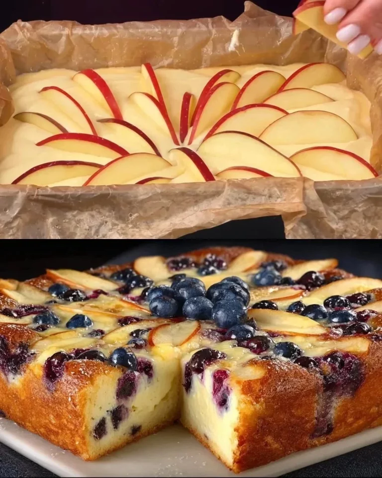 Requesón cremoso servido con una deliciosa tarta de manzana casera