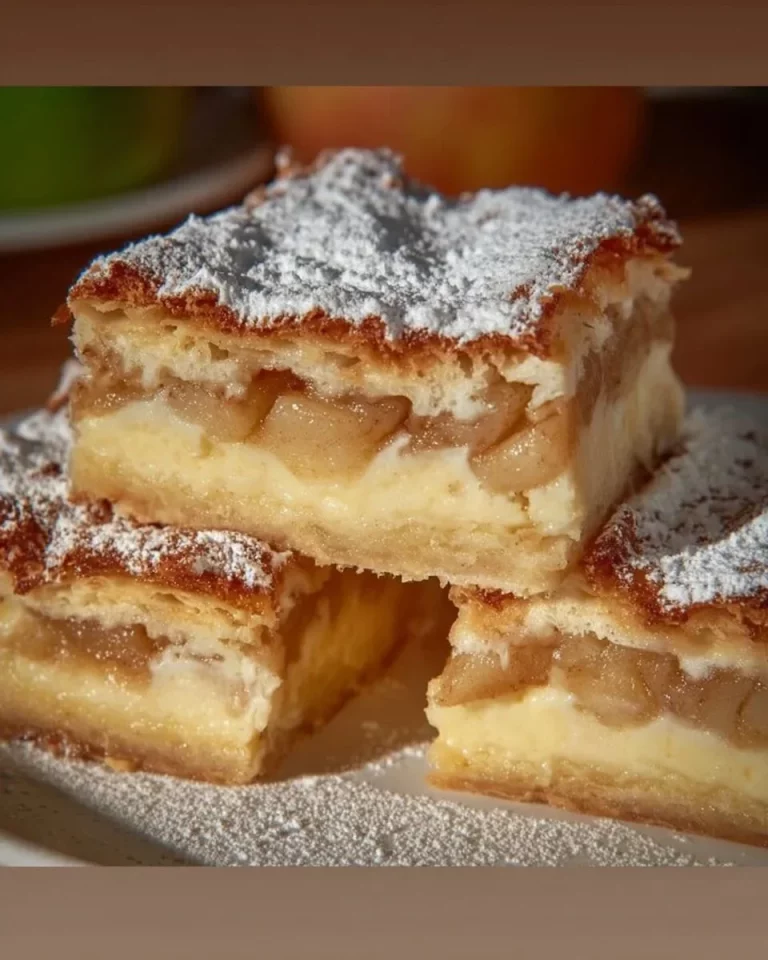 Deliciosa tarta de manzana cremosa con textura suave y ingredientes frescos.