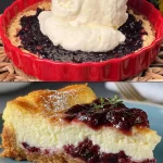 Tarta de queso con mermelada de bayas sobre un plato blanco