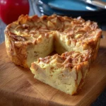 Tarta de yogur y manzanas, postre fresco y delicioso con frutas