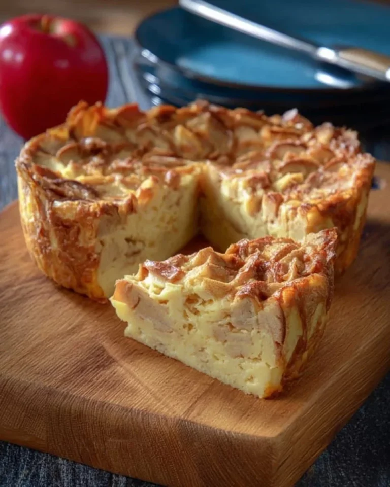Tarta de yogur y manzanas, postre fresco y delicioso con frutas