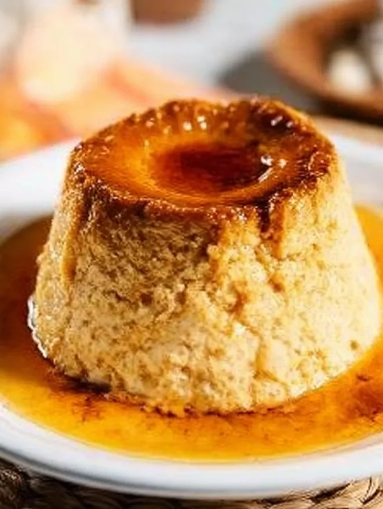 Postre Flan de Mascarpone cremoso y delicioso servido en un platillo