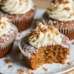 Magdalenas de zanahoria recién horneadas sobre una mesa