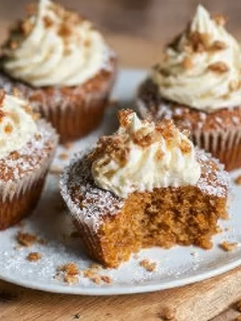 Magdalenas de zanahoria recién horneadas sobre una mesa