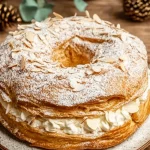 Pastel de Reyes de Hojaldre decorado con frutas y nata