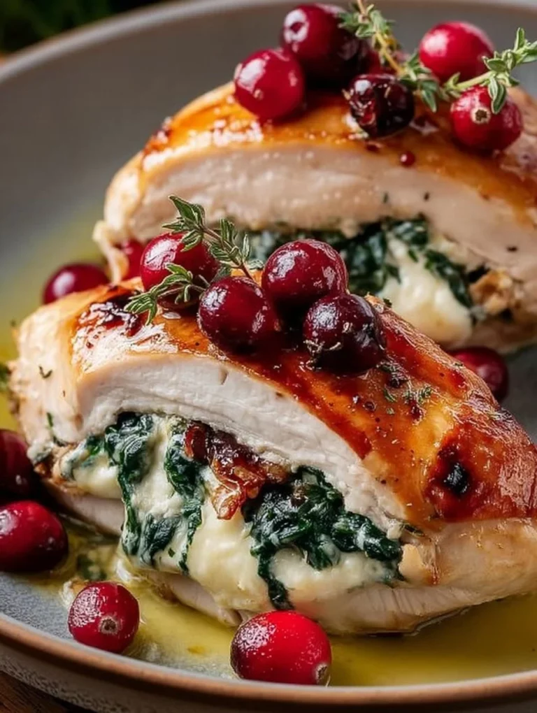 Pechugas de pollo rellenas con espinacas y queso brie