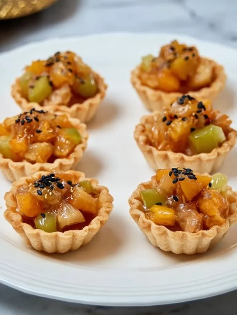 Tartaletas de salmón y pepinillos sobre una mesa elegante