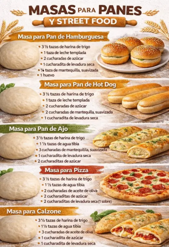 Masas para Panes y Street Food Caseros