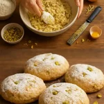 Biscotti de limón y pistachos recién horneados