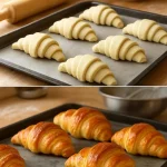 Croissant recién horneado con una textura dorada y crujiente