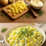 Ensalada de patatas fresca y colorida, ideal para cualquier comida.