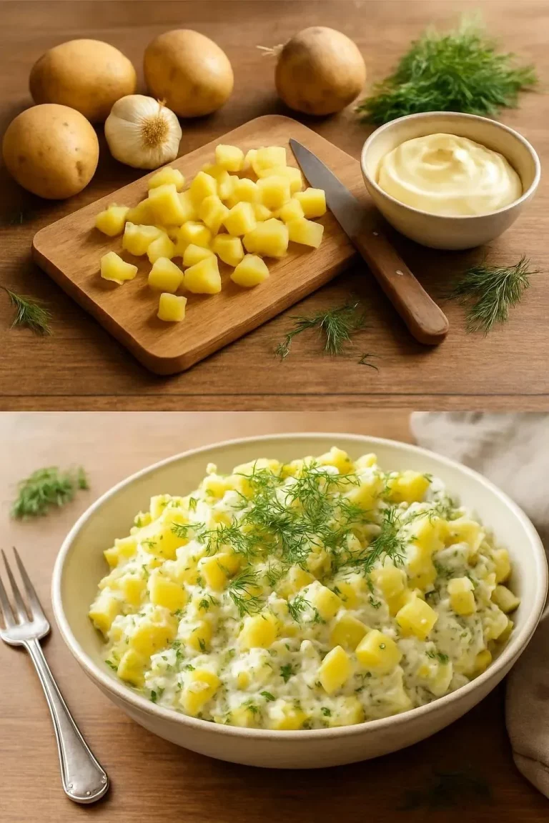 Ensalada de patatas fresca y colorida, ideal para cualquier comida.