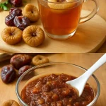 Infusión de fruta seca en una taza junto a frutas secas saludables